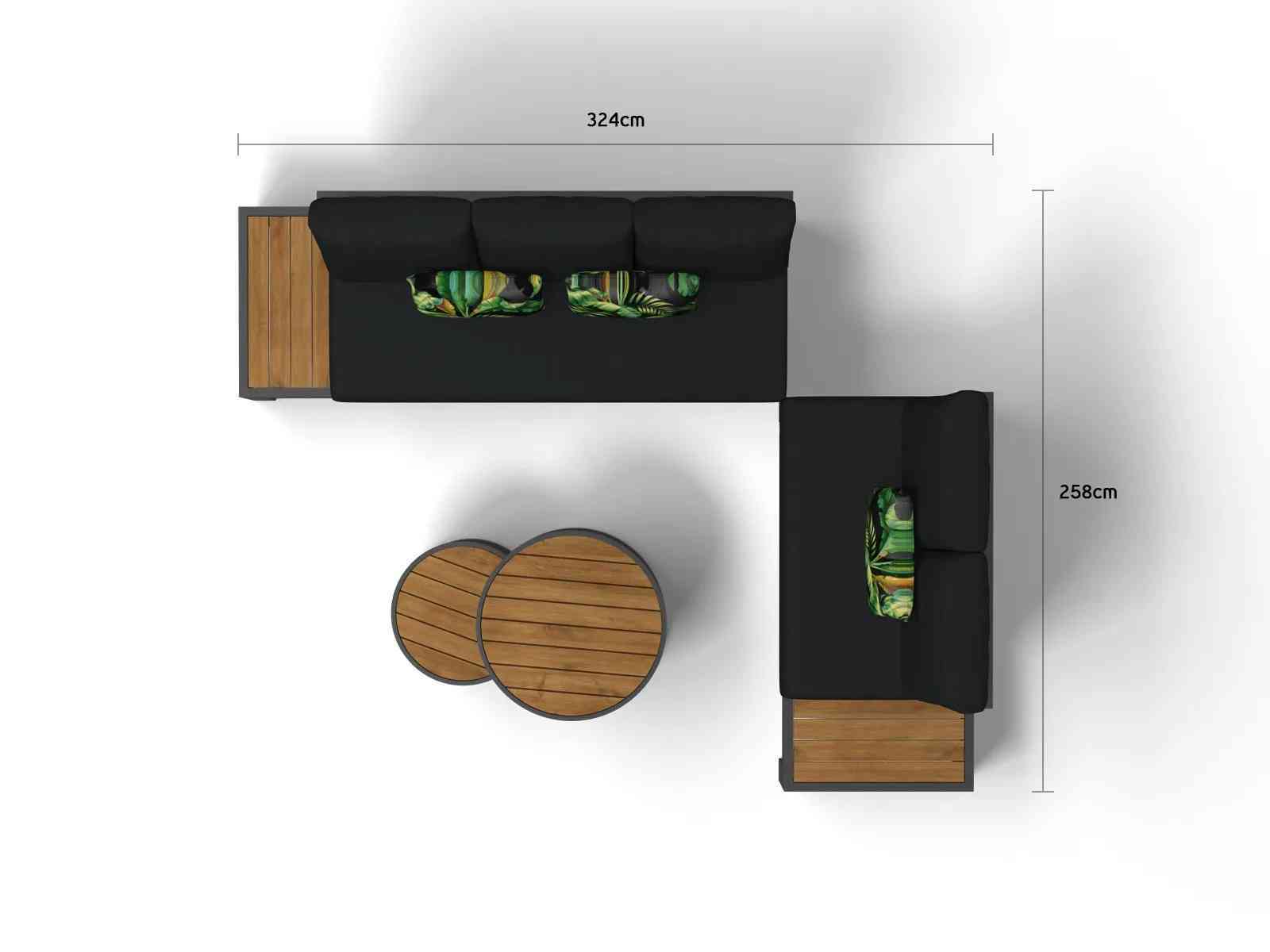 Aspen 5 Seater Outdoor Teak Platform Lounge Setting with round center table image 7