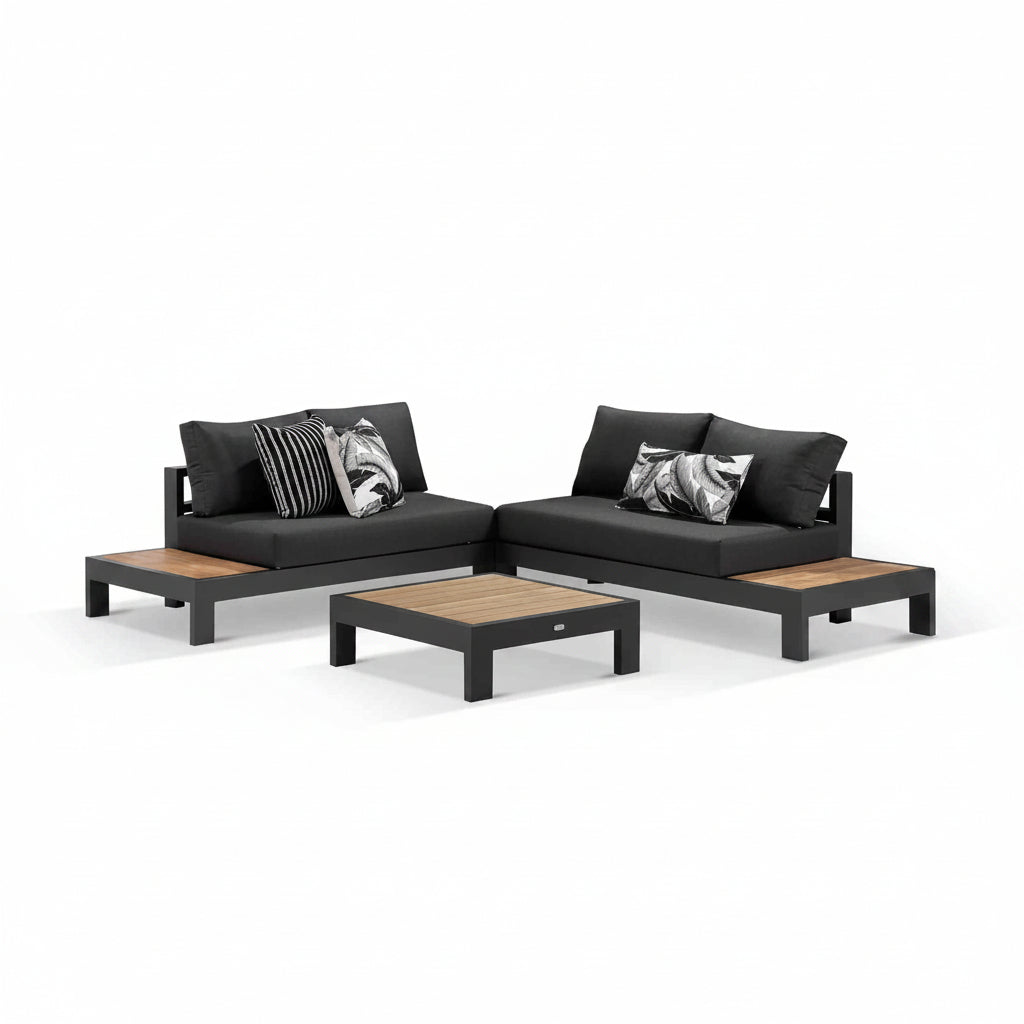 Aspen 4 Seater Outdoor Teak Platform Lounge Setting image 0