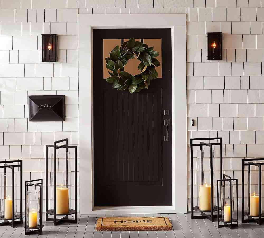 Brooks Cross Bar Metal Outdoor Lantern- Pair image 2