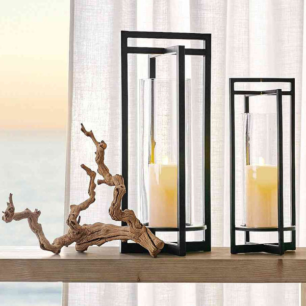 Brooks Cross Bar Metal Outdoor Lantern- Pair