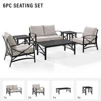 Kaplan 6pc Outdoor Loveseat Patio Furniture Set image 4
