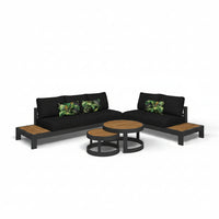 Aspen 5 Seater Outdoor Teak Platform Lounge Setting with round center table image 0